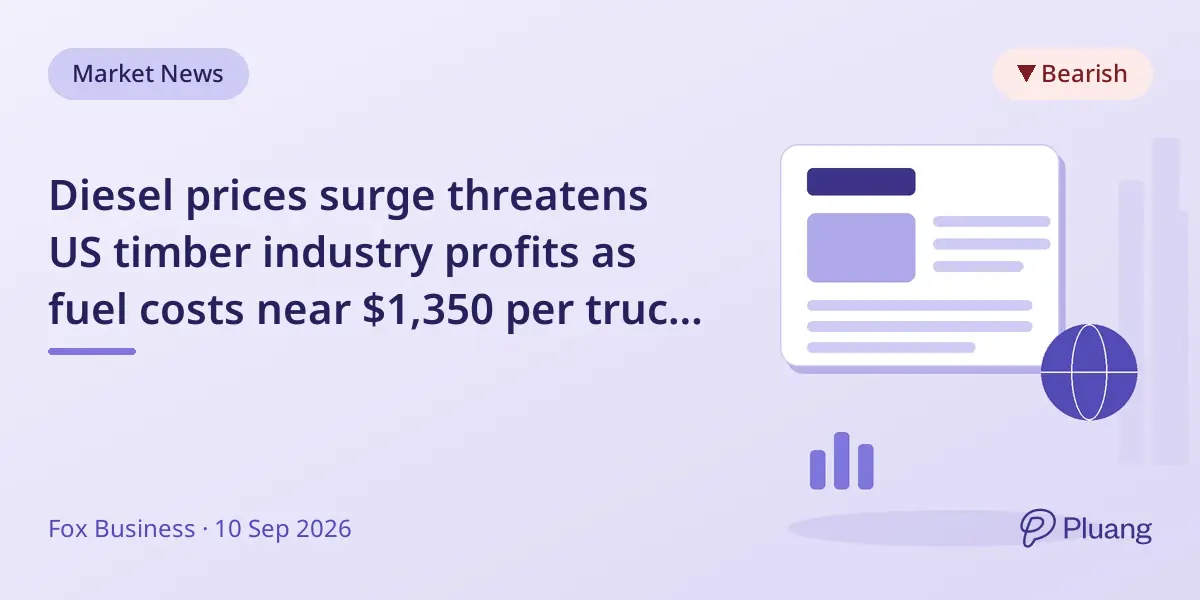 Diesel prices surge threatens US timber industry profits as fuel costs near $1,350 per truck fill-up.