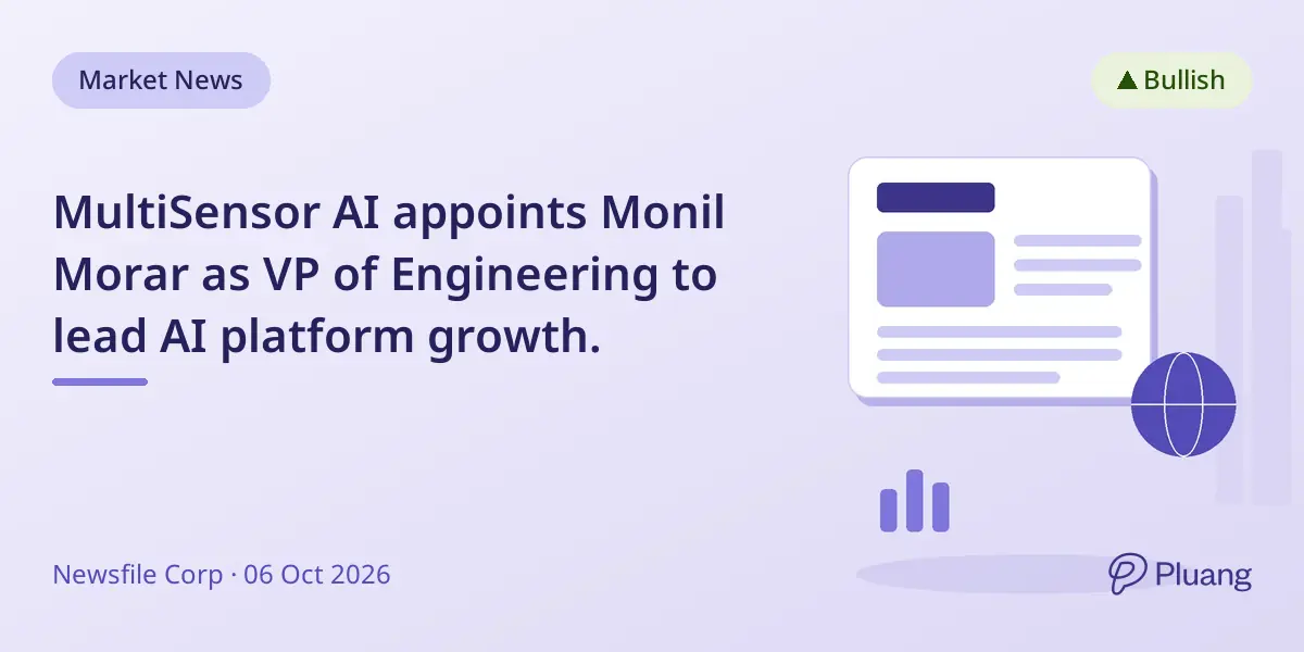 MultiSensor AI appoints Monil Morar as VP of Engineering to lead AI platform growth.