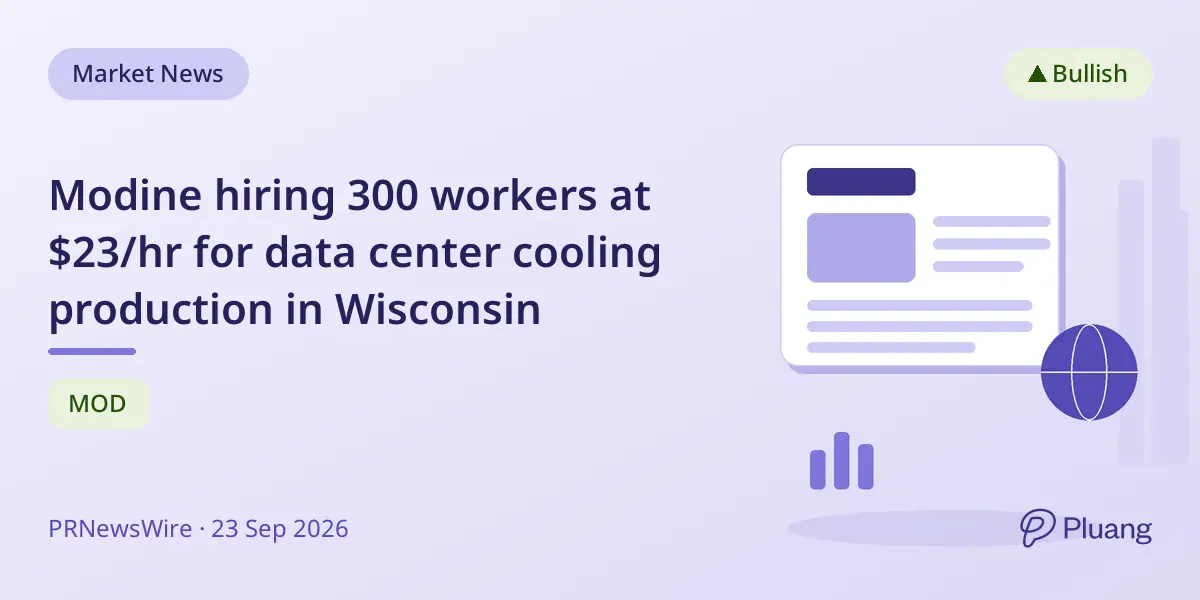 Modine hiring 300 workers at $23/hr for data center cooling production in Wisconsin