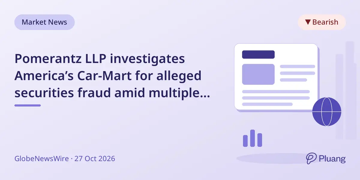 Pomerantz LLP investigates America’s Car-Mart for alleged securities fraud amid multiple stock drops.