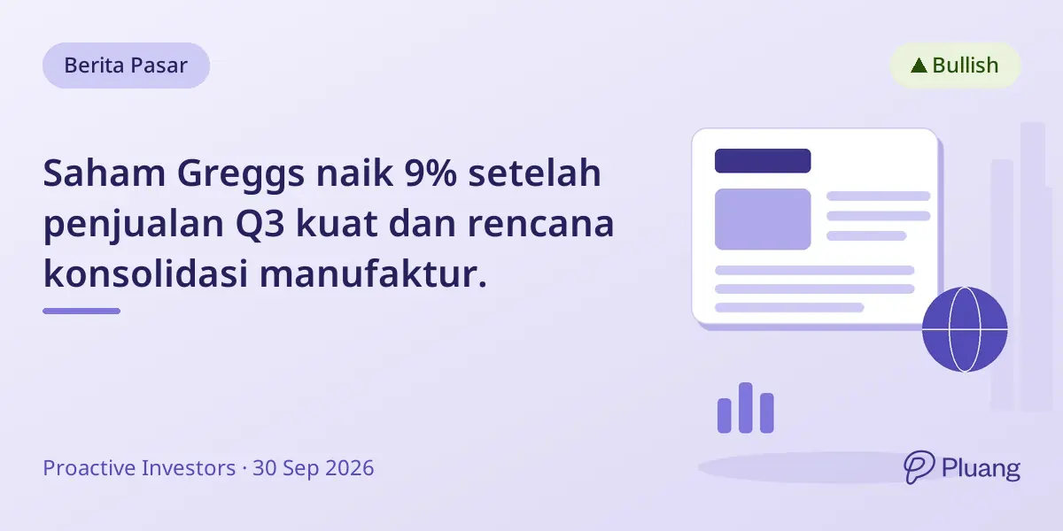 Saham Greggs naik 9% setelah penjualan Q3 kuat dan rencana konsolidasi manufaktur.