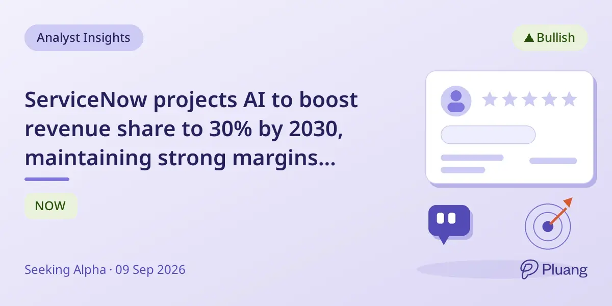 ServiceNow projects AI to boost revenue share to 30% by 2030, maintaining strong margins and growth.