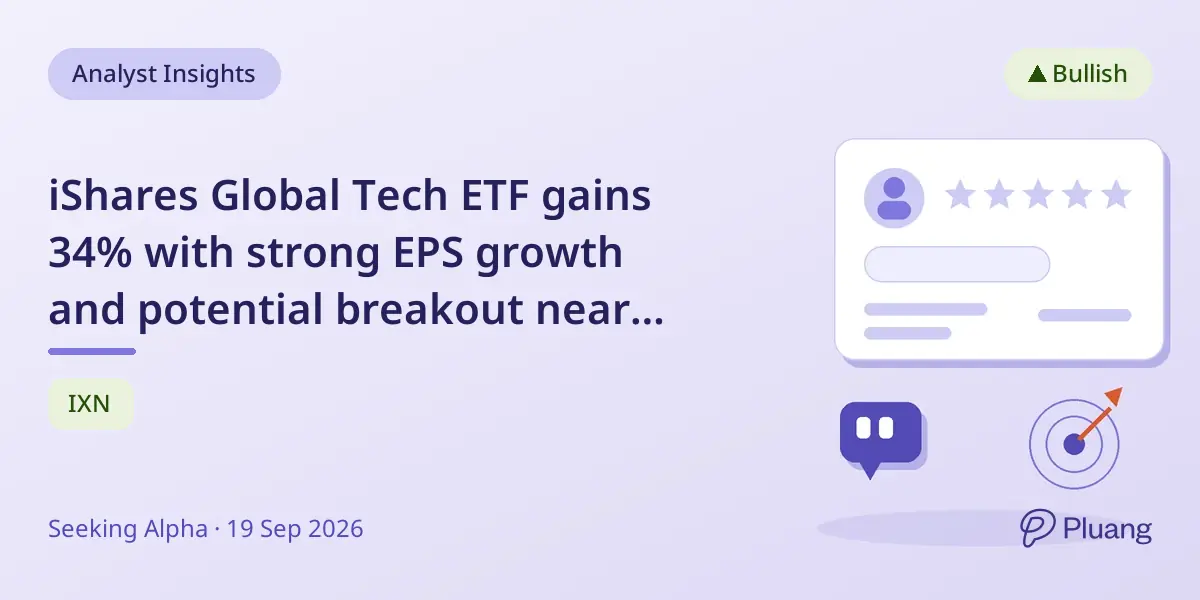 iShares Global Tech ETF gains 34% with strong EPS growth and potential breakout near $165