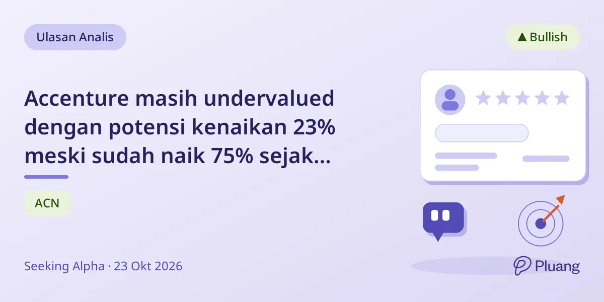 Accenture masih undervalued dengan potensi kenaikan 23% meski sudah naik 75% sejak Juli.