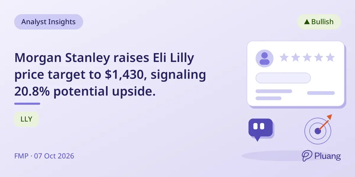 Morgan Stanley raises Eli Lilly price target to $1,430, signaling 20.8% potential upside.