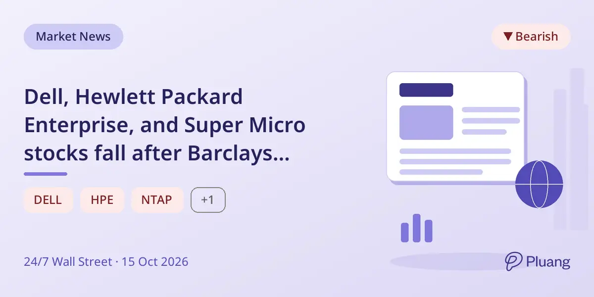 Dell, Hewlett Packard Enterprise, and Super Micro stocks fall after Barclays downgrades AI hardware ratings.