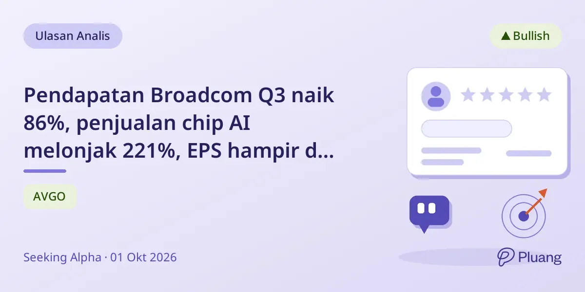 Pendapatan Broadcom Q3 naik 86%, penjualan chip AI melonjak 221%, EPS hampir dua kali lipat.