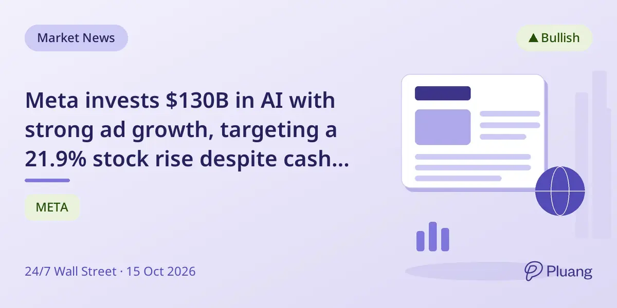 Meta invests $130B in AI with strong ad growth, targeting a 21.9% stock rise despite cash flow challenges.