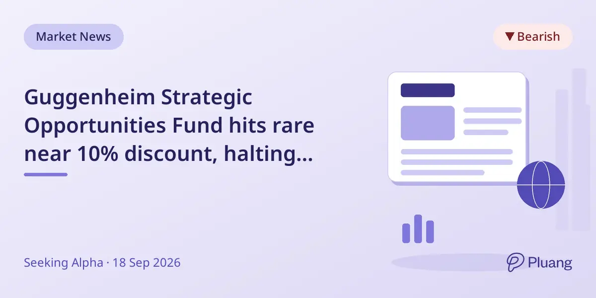 Guggenheim Strategic Opportunities Fund hits rare near 10% discount, halting share issuance amid distribution concerns