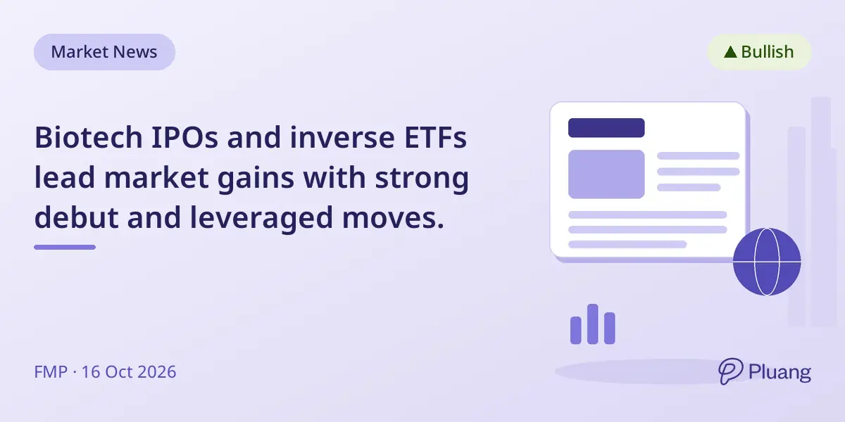 Biotech IPOs and inverse ETFs lead market gains with strong debut and leveraged moves.