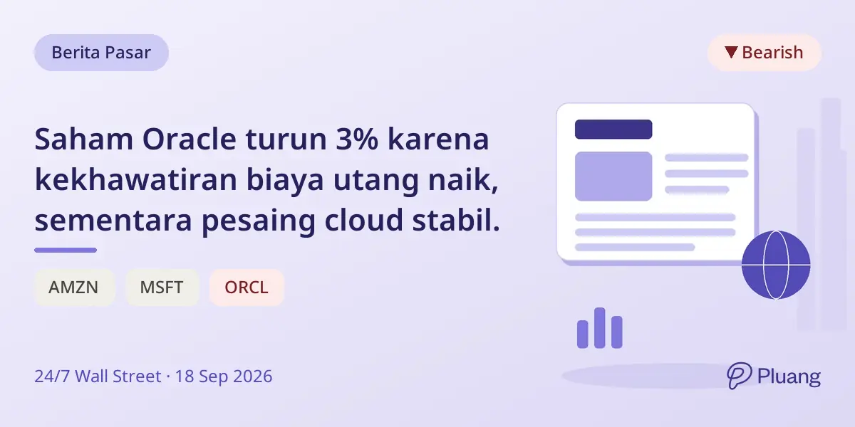 Saham Oracle turun 3% karena kekhawatiran biaya utang naik, sementara pesaing cloud stabil.