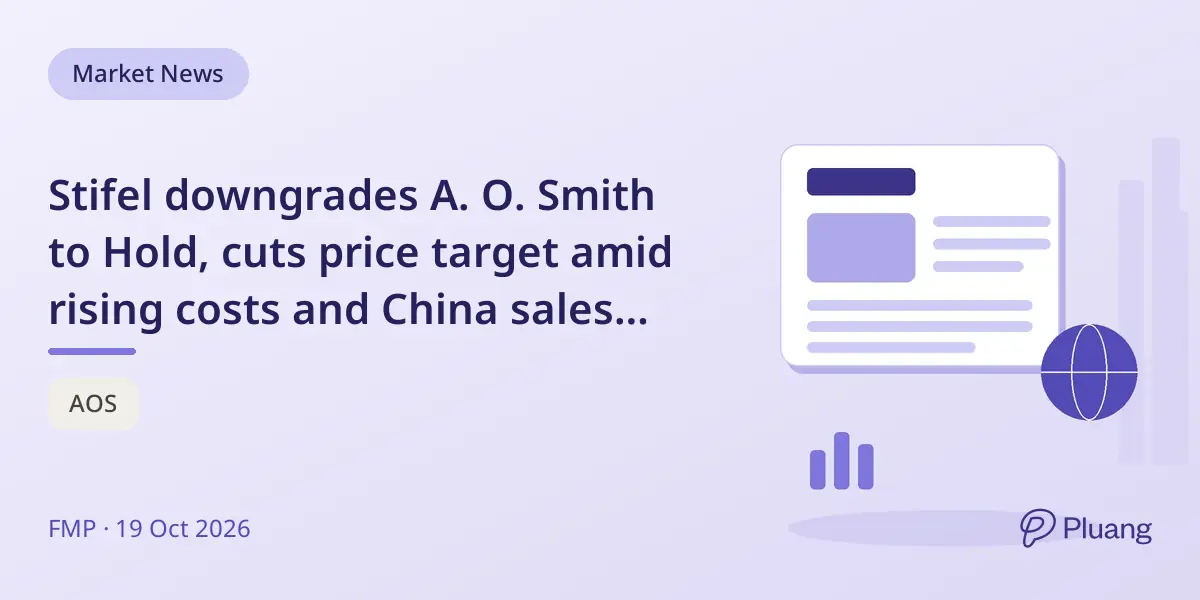 Stifel downgrades A. O. Smith to Hold, cuts price target amid rising costs and China sales decline.