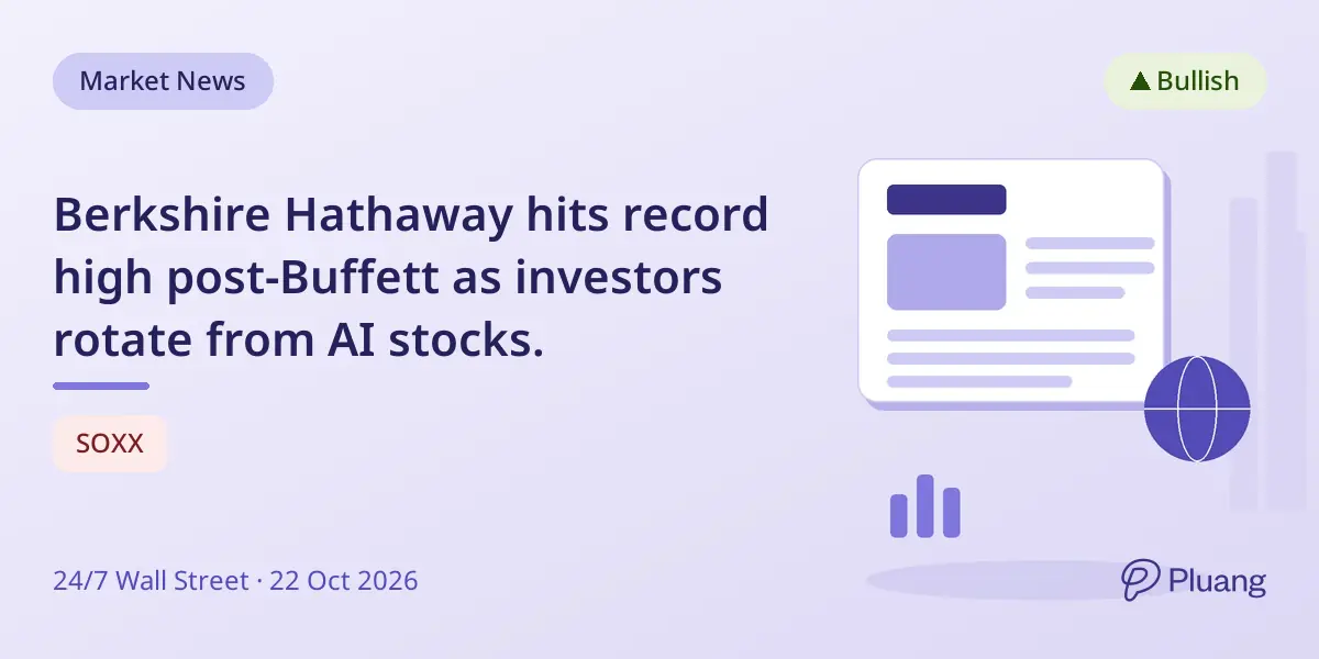 Berkshire Hathaway hits record high post-Buffett as investors rotate from AI stocks.
