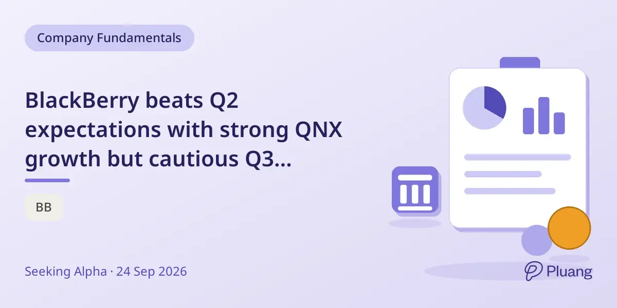 BlackBerry beats Q2 expectations with strong QNX growth but cautious Q3 outlook.