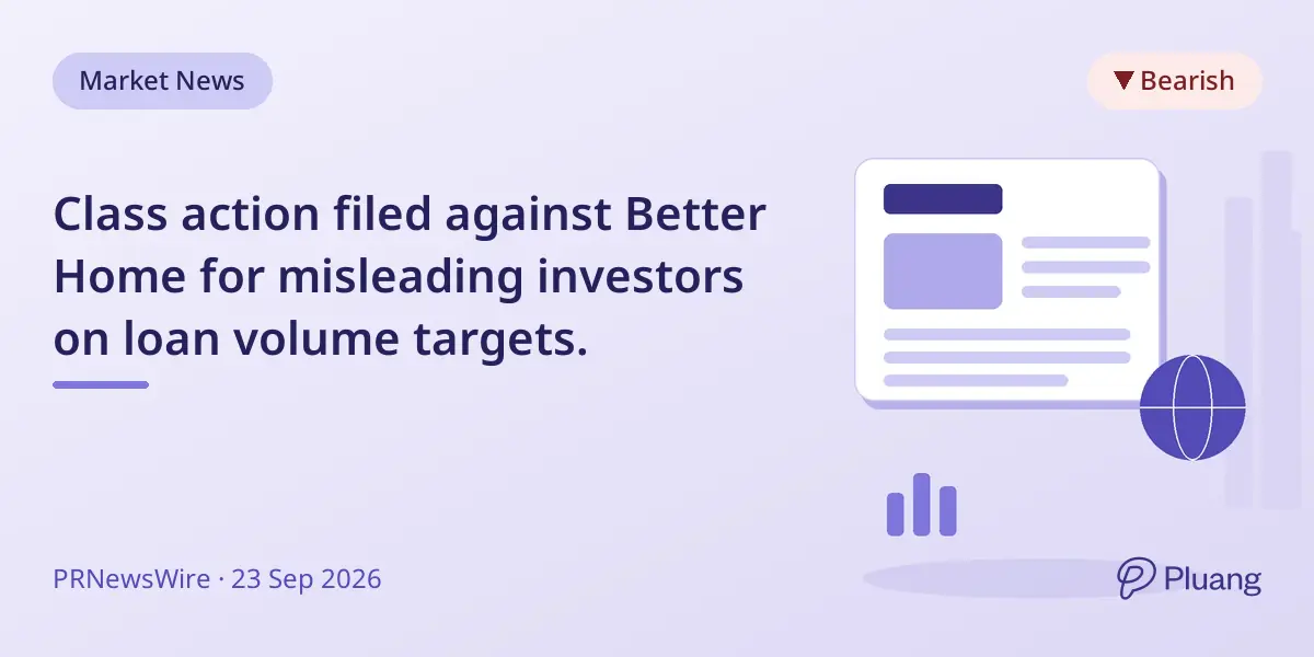 Class action filed against Better Home for misleading investors on loan volume targets.