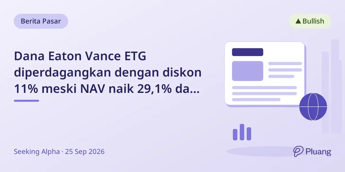 Dana Eaton Vance ETG diperdagangkan dengan diskon 11% meski NAV naik 29,1% dan hasil 6,7%