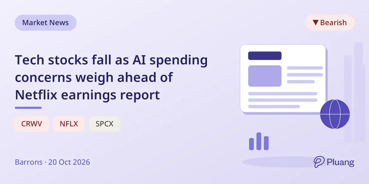 Tech stocks fall as AI spending concerns weigh ahead of Netflix earnings report