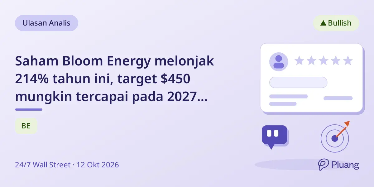 Saham Bloom Energy melonjak 214% tahun ini, target $450 mungkin tercapai pada 2027 karena permintaan AI meningkat.
