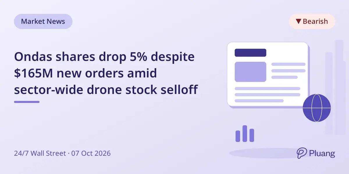 Ondas shares drop 5% despite $165M new orders amid sector-wide drone stock selloff
