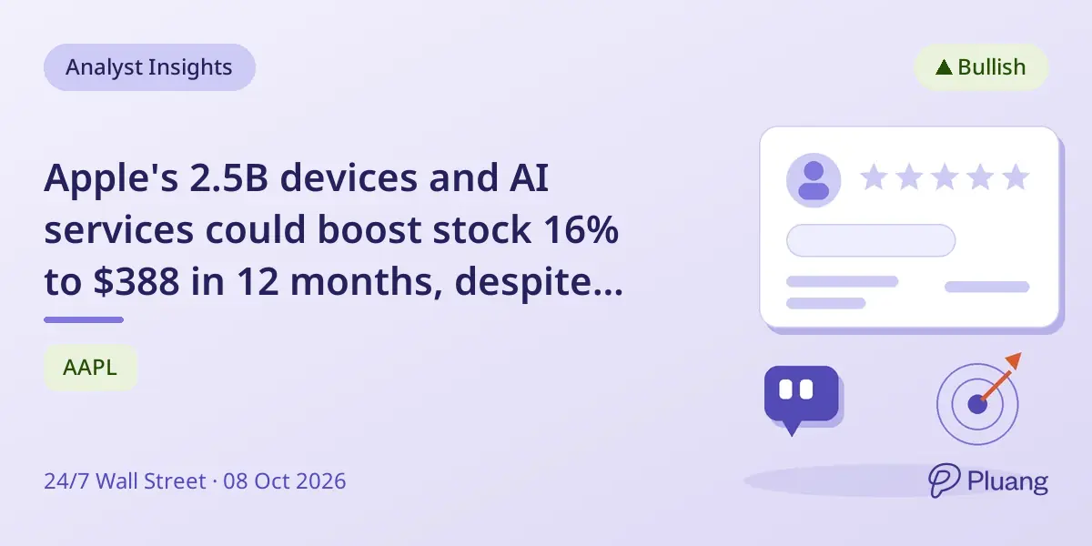 Apple's 2.5B devices and AI services could boost stock 16% to $388 in 12 months, despite margin concerns.