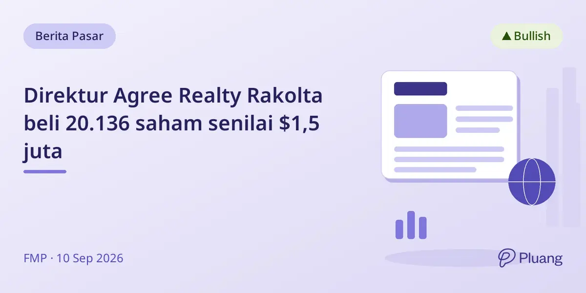 Direktur Agree Realty Rakolta beli 20.136 saham senilai $1,5 juta