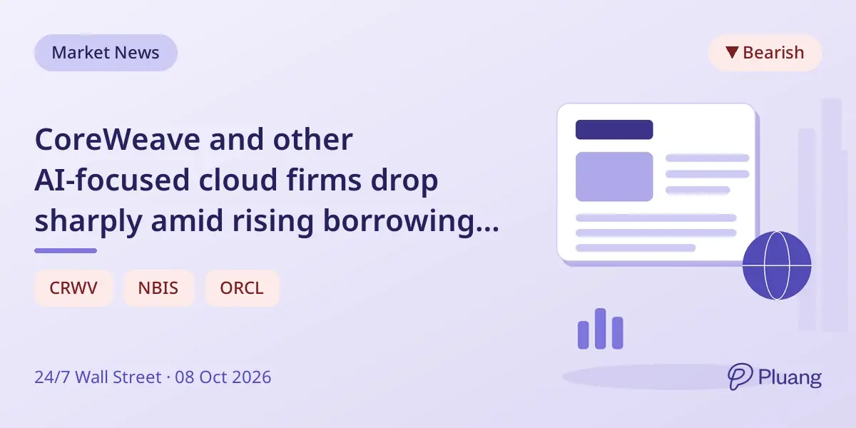 CoreWeave and other AI-focused cloud firms drop sharply amid rising borrowing costs.