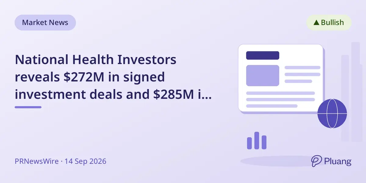 National Health Investors reveals $272M in signed investment deals and $285M in potential projects.