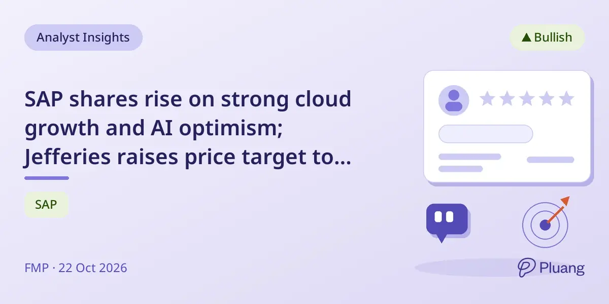 SAP shares rise on strong cloud growth and AI optimism; Jefferies raises price target to €250.