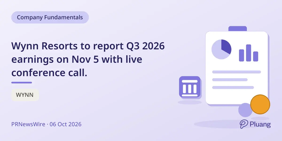 Wynn Resorts to report Q3 2026 earnings on Nov 5 with live conference call.