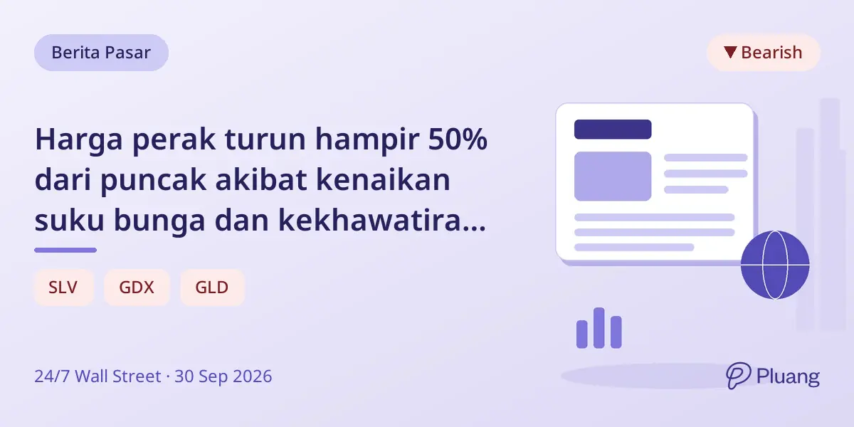 Harga perak turun hampir 50% dari puncak akibat kenaikan suku bunga dan kekhawatiran inflasi.