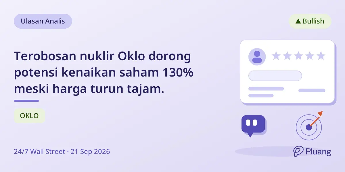 Terobosan nuklir Oklo dorong potensi kenaikan saham 130% meski harga turun tajam.