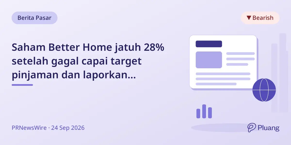 Saham Better Home jatuh 28% setelah gagal capai target pinjaman dan laporkan kerugian lebih besar.