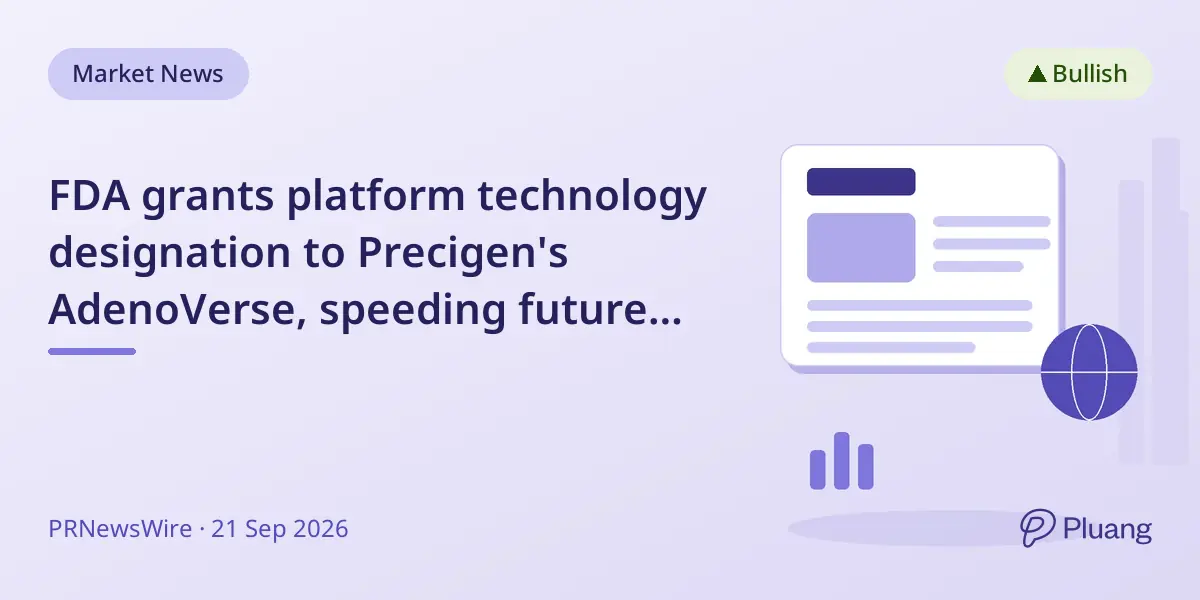FDA grants platform technology designation to Precigen's AdenoVerse, speeding future therapy development.