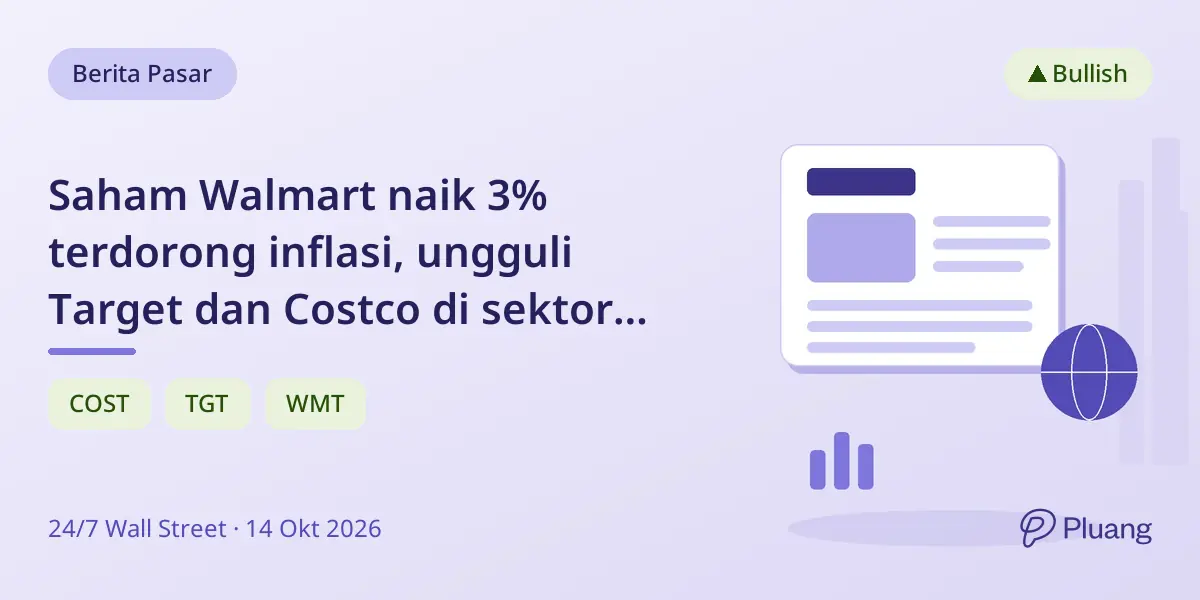Saham Walmart naik 3% terdorong inflasi, ungguli Target dan Costco di sektor kebutuhan pokok.