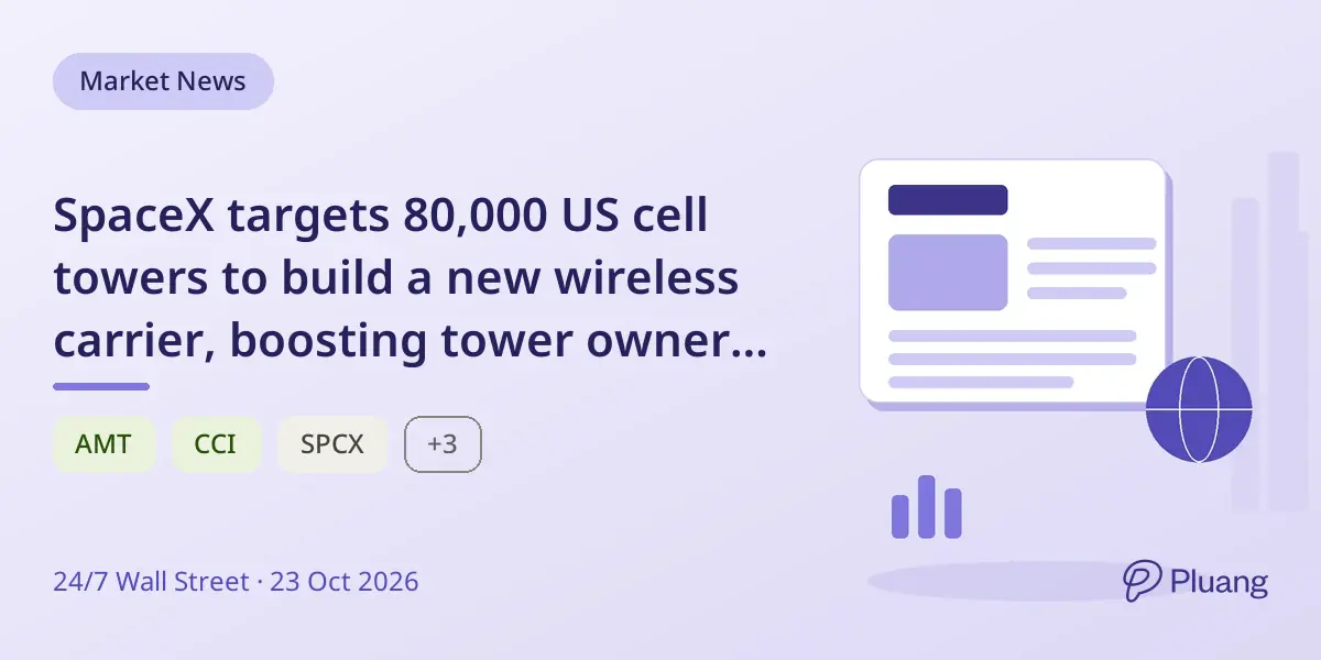 SpaceX targets 80,000 US cell towers to build a new wireless carrier, boosting tower owners' stocks.