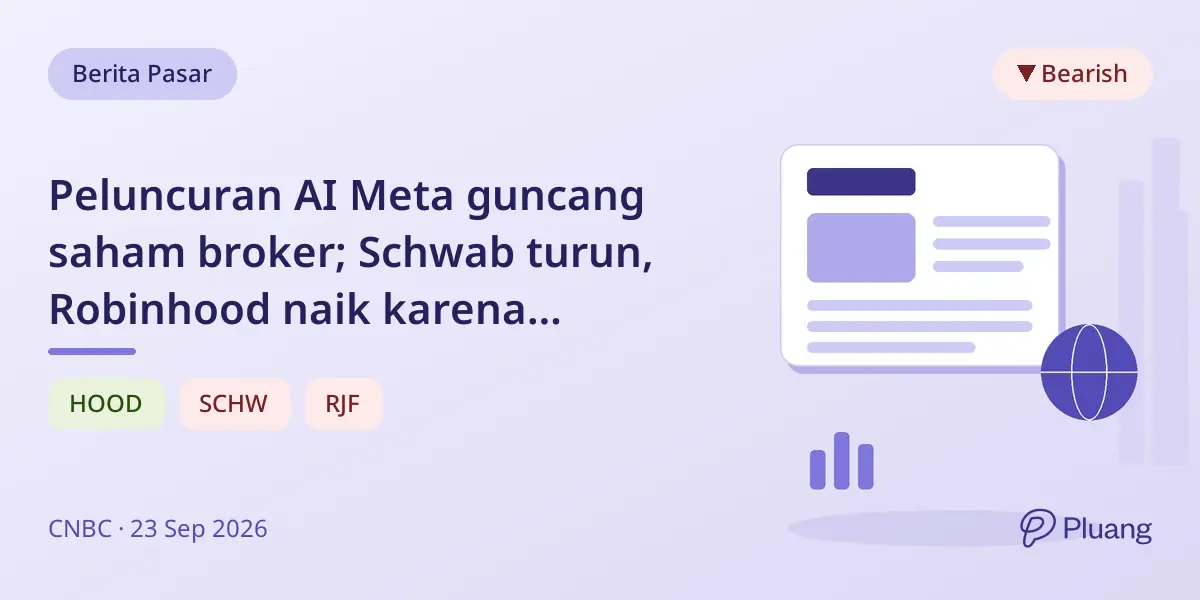 Peluncuran AI Meta guncang saham broker; Schwab turun, Robinhood naik karena kekhawatiran kompetisi AI.