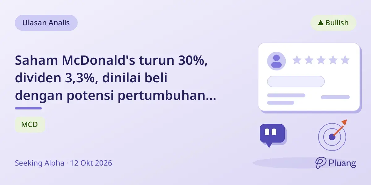 Saham McDonald's turun 30%, dividen 3,3%, dinilai beli dengan potensi pertumbuhan jangka panjang.