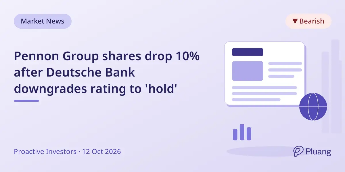 Pennon Group shares drop 10% after Deutsche Bank downgrades rating to 'hold'