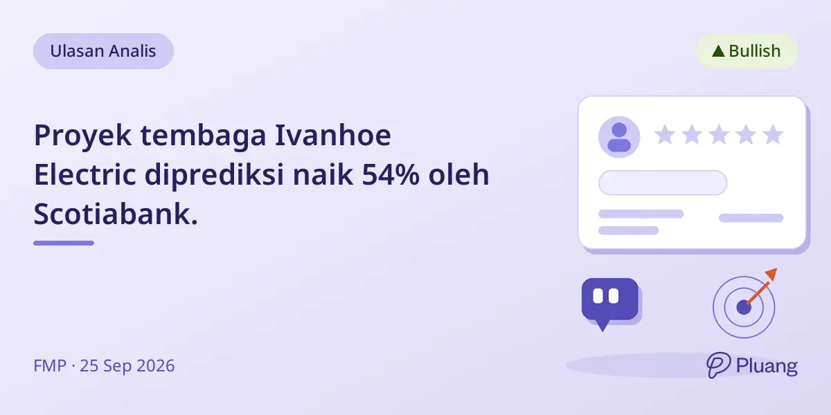 Proyek tembaga Ivanhoe Electric diprediksi naik 54% oleh Scotiabank.