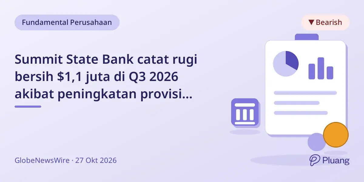 Summit State Bank catat rugi bersih $1,1 juta di Q3 2026 akibat peningkatan provisi kerugian kredit.