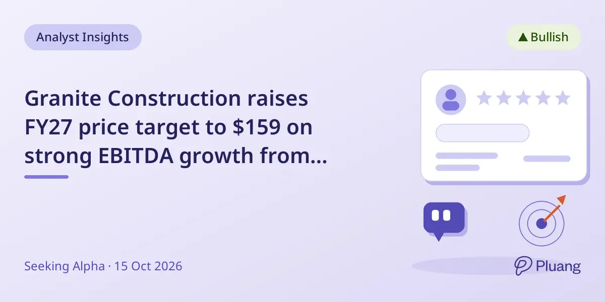 Granite Construction raises FY27 price target to $159 on strong EBITDA growth from Construction segment.
