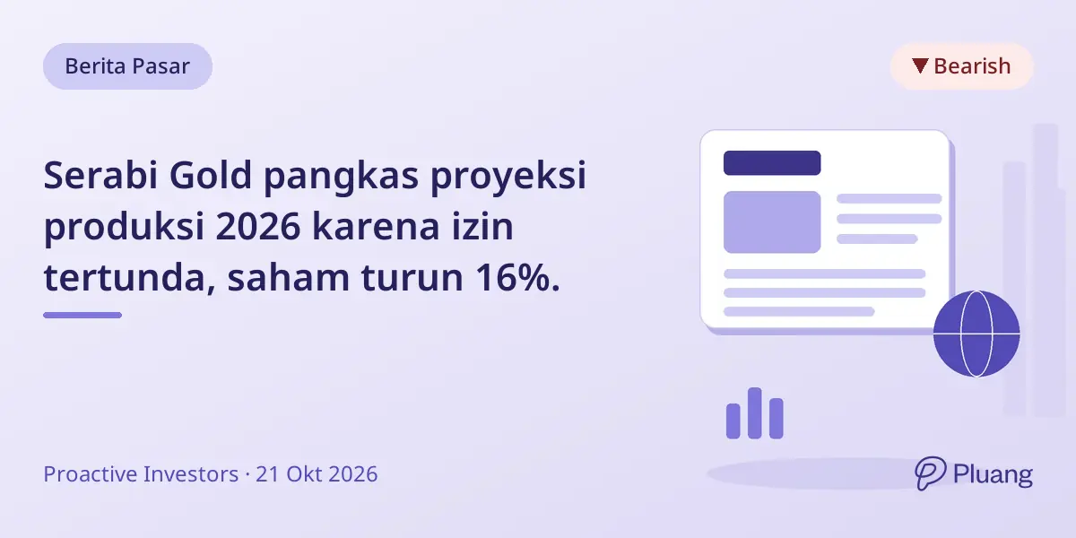 Serabi Gold pangkas proyeksi produksi 2026 karena izin tertunda, saham turun 16%.