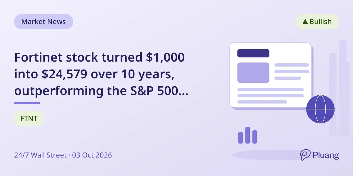 Fortinet stock turned $1,000 into $24,579 over 10 years, outperforming the S&P 500 significantly.