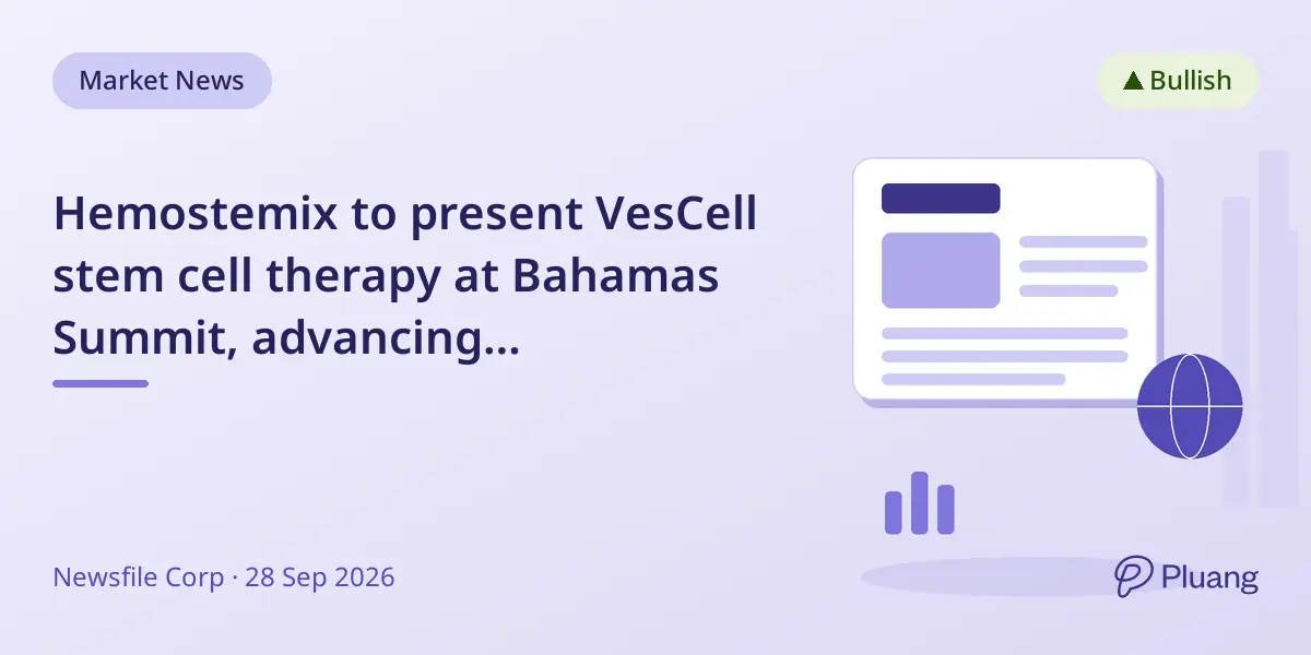 Hemostemix to present VesCell stem cell therapy at Bahamas Summit, advancing commercialization and clinical trials.