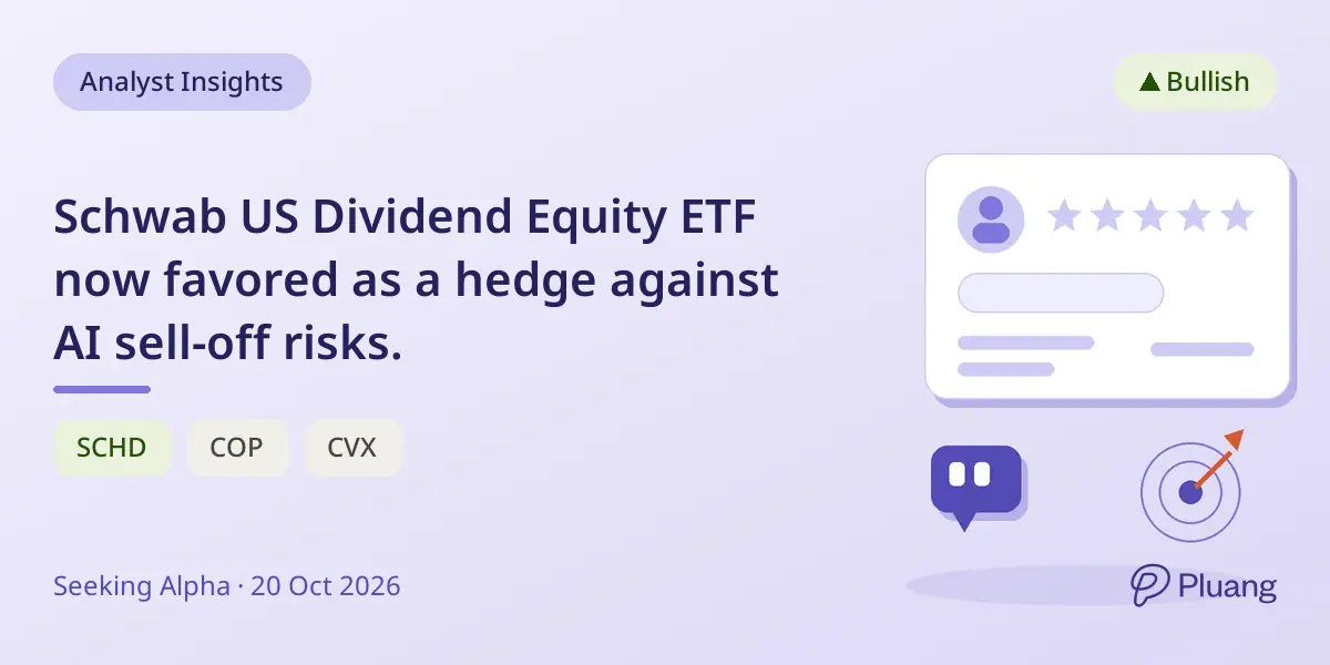 Schwab US Dividend Equity ETF now favored as a hedge against AI sell-off risks.