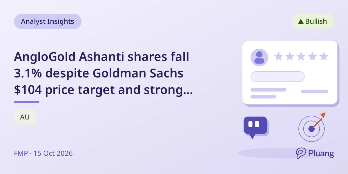 AngloGold Ashanti shares fall 3.1% despite Goldman Sachs $104 price target and strong 2026 production outlook.