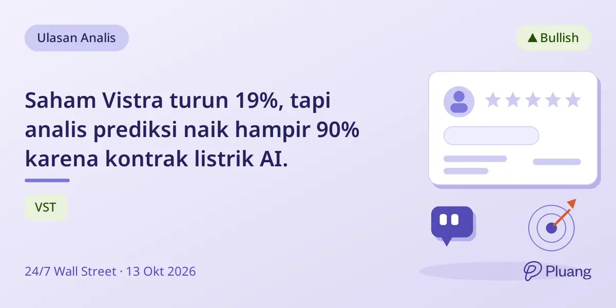 Saham Vistra turun 19%, tapi analis prediksi naik hampir 90% karena kontrak listrik AI.