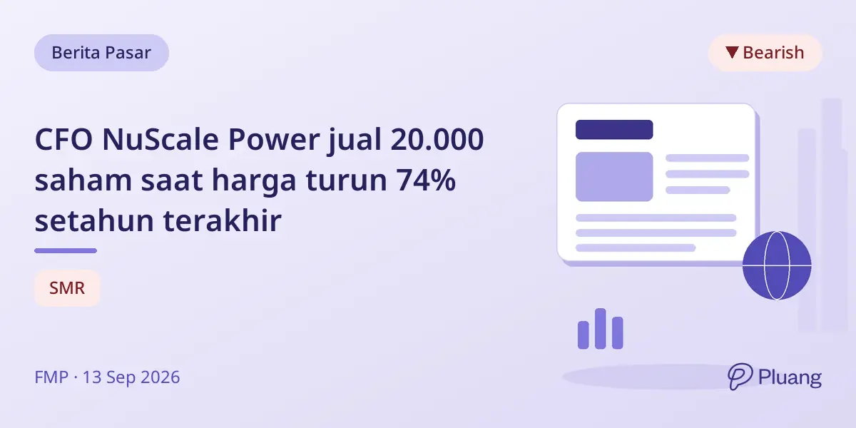 CFO NuScale Power jual 20.000 saham saat harga turun 74% setahun terakhir