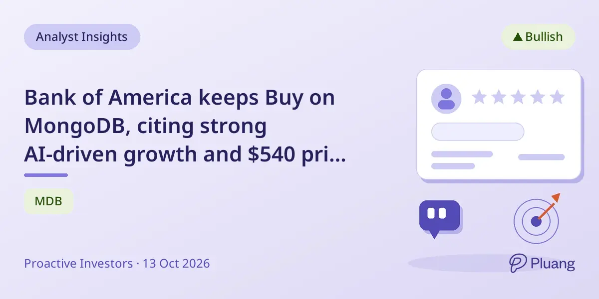 Bank of America keeps Buy on MongoDB, citing strong AI-driven growth and $540 price target