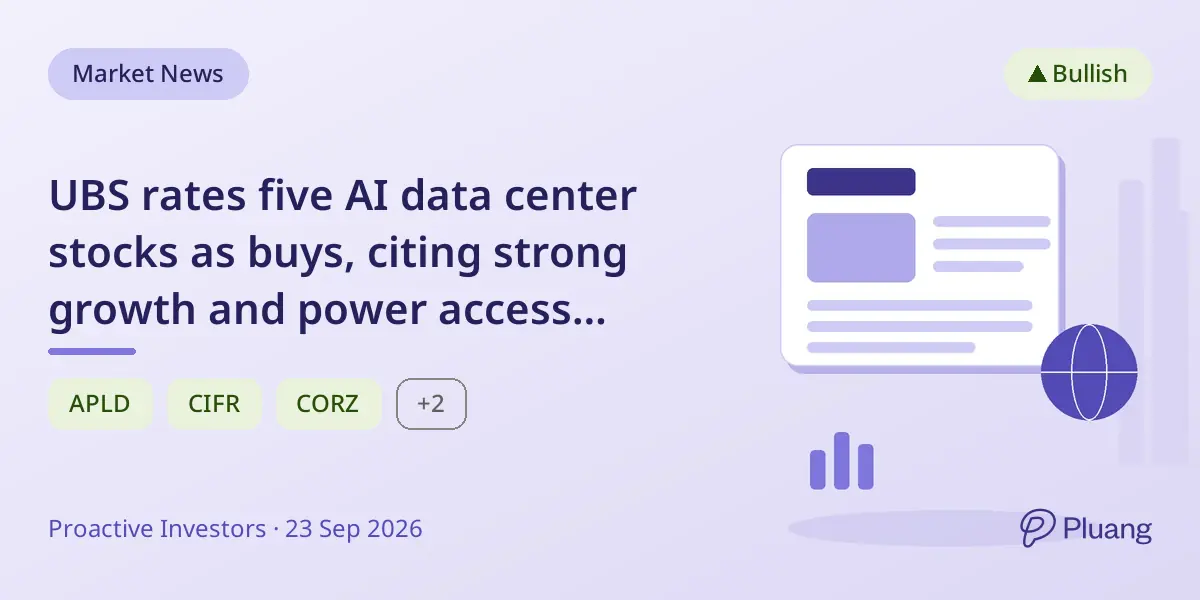 UBS rates five AI data center stocks as buys, citing strong growth and power access advantages.
